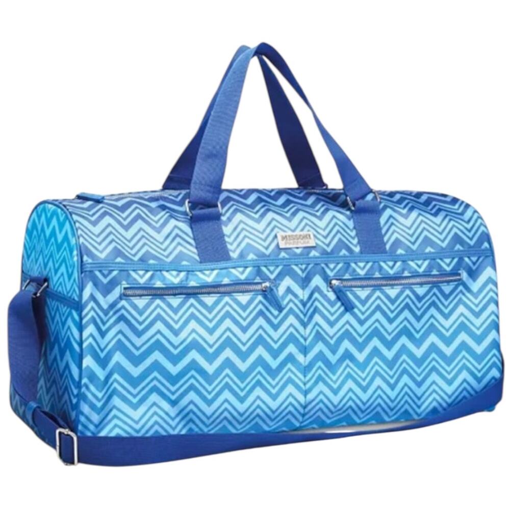 Missoni parfum weekender travel duffel bag large blue zig zag print NWT